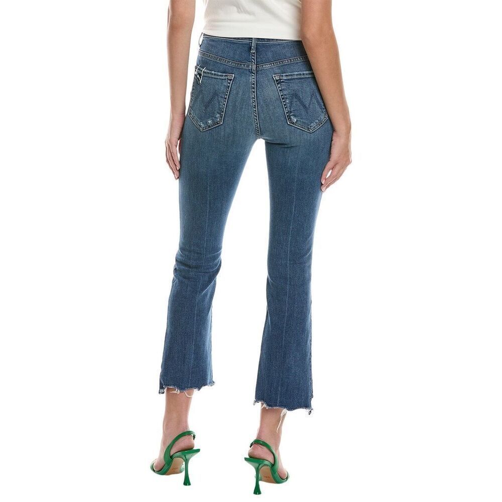 MOTHER Blue Distressed Cropped Ankle Jeans - Picture 2 of 10